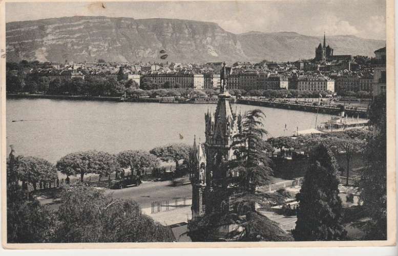 cpsm  Genève Monument Brunswick et la Rade  ( flamme )