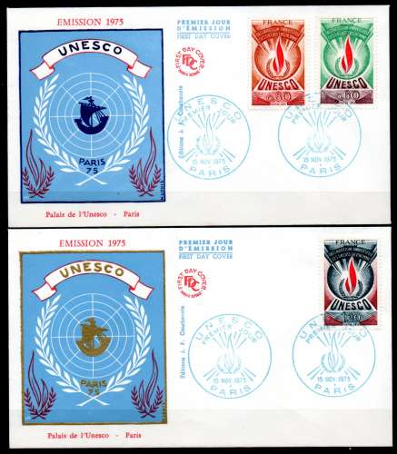 FDC Dept 75 PARIS UNESCO 1975 (2 enveloppes)