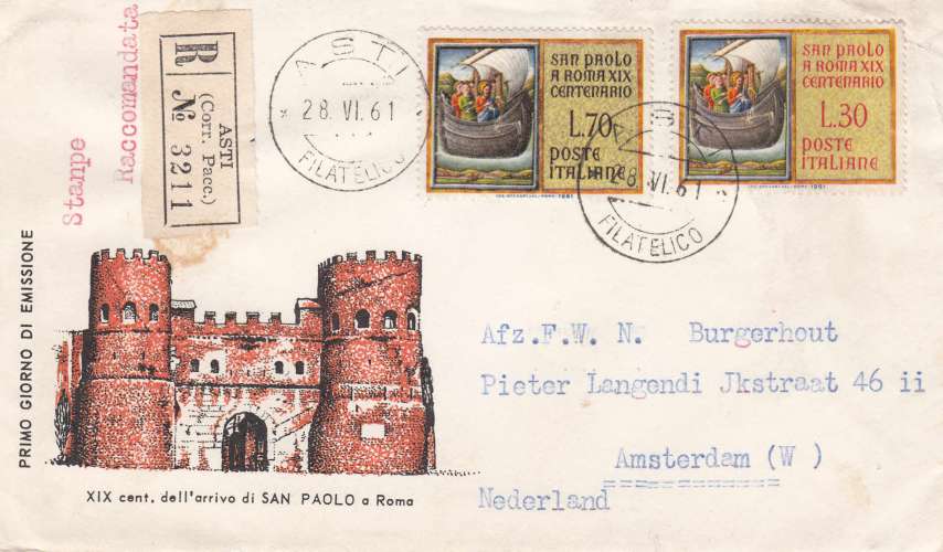 Italie 1961  FDC  Y&T 850/51 