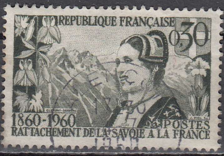 France 1960 Michel 1294 O Cote (2008) 0.70 € Rattachement du duché de Savoie Cachet rond