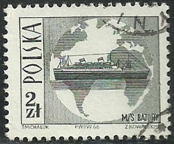 Pologne - Polska 1966 - Bateau - Y&T 1563 oblitéré