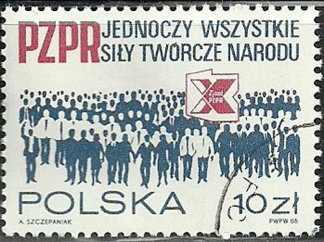 Pologne - Polska 1986 - Parti des travailleurs - Y&T 2845 oblitéré