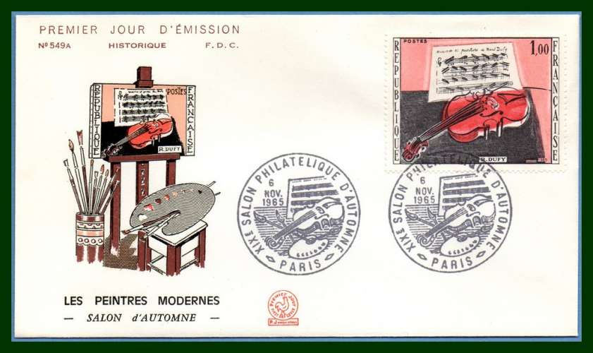 France FDC N° 1459 Dufy 1965 Violon rouge musique instrument