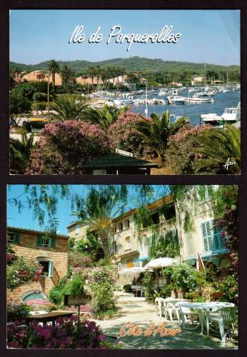 France Cpm île de Porquerolles et une rue fleurie  