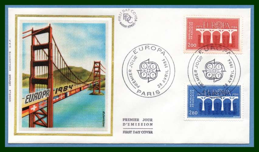 FDC silk soie Europa 1984 N° 2309 /10 Pont bridge brücke