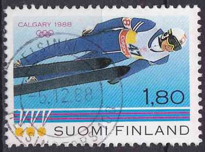 FINLANDE 1988 OBLITERE N° 1013 JO Calgary Saut à ski