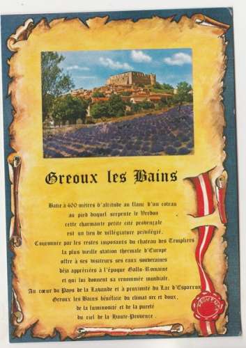  cpm 04  Gréoux-les-Bains    parchemin , historique