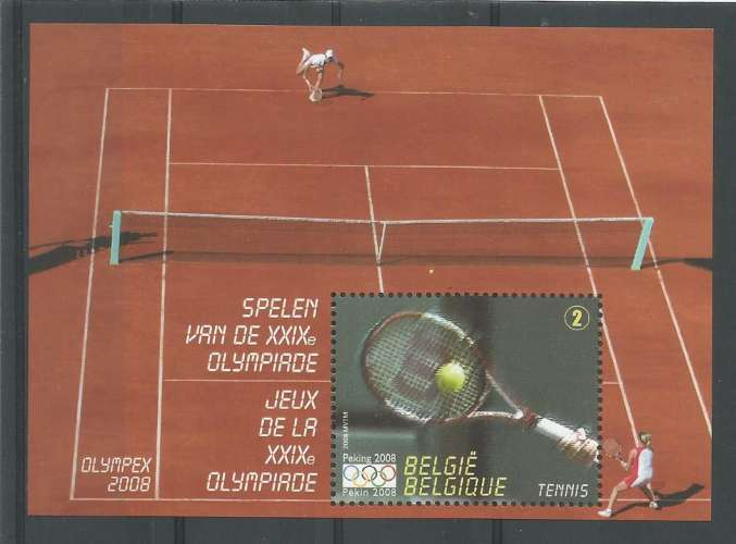 Belgique - 2008 - Jeux Olympiques de Pekin - Tennis - Bloc 157 - Neuf **