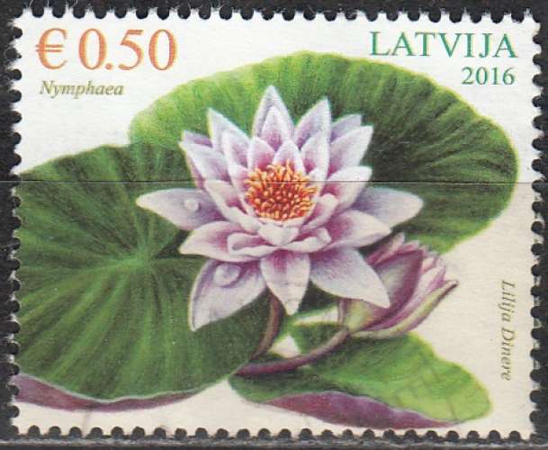 Latvija 2016 Nymphéacée O Cachet rond