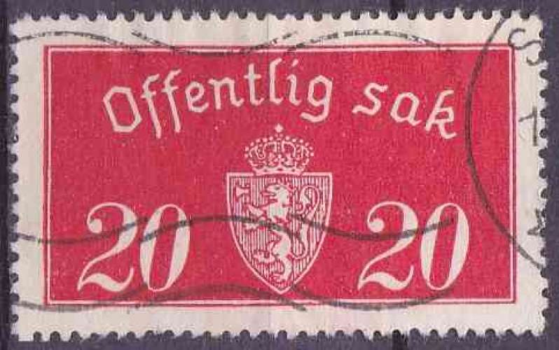 NORVEGE 1933 OBLITERE SERVICE N° 14 B