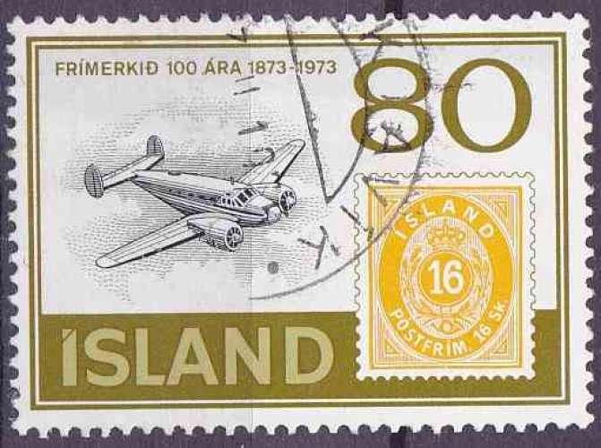 ISLANDE 1973 OBLITERE N° 430 Centenaire du premier timbre islandais