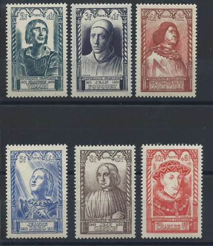 France N° 765/70** (MNH) 1946 - Célébrités du XV siècle