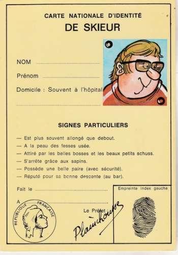 cpm  Humour Carte d'identité du Skieur