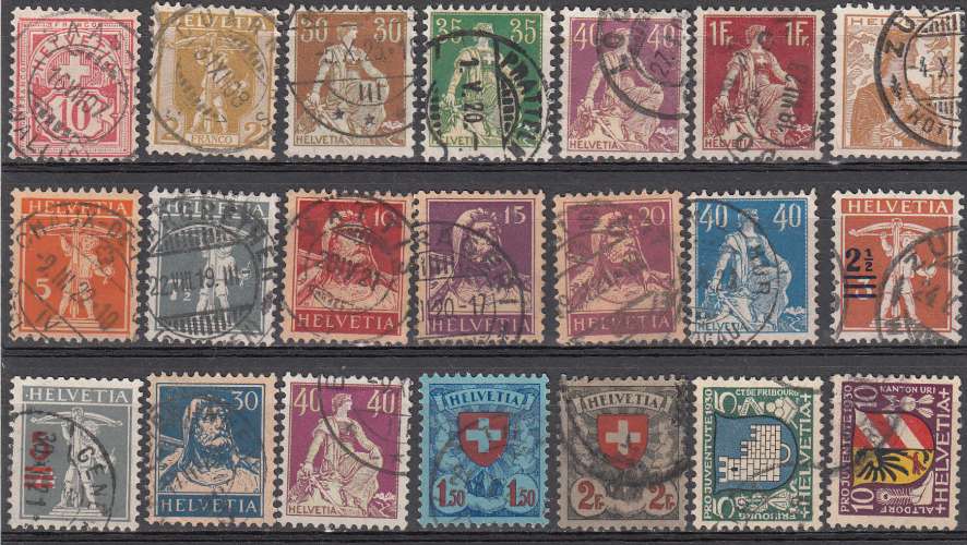 Suisse  lot de 21 timbres oblitérés