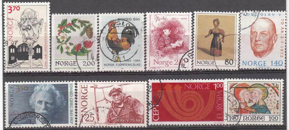 Norvège  lot de 10 timbres oblitérés