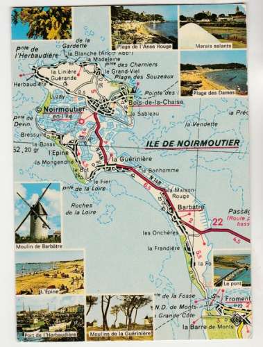 cpm 85 Ile de Noirmoutier   carte Michelin, multivues,