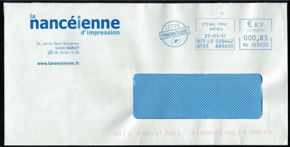 France EMA Empreinte Postmark La Nancéienne d'Impression 54000 Nancy