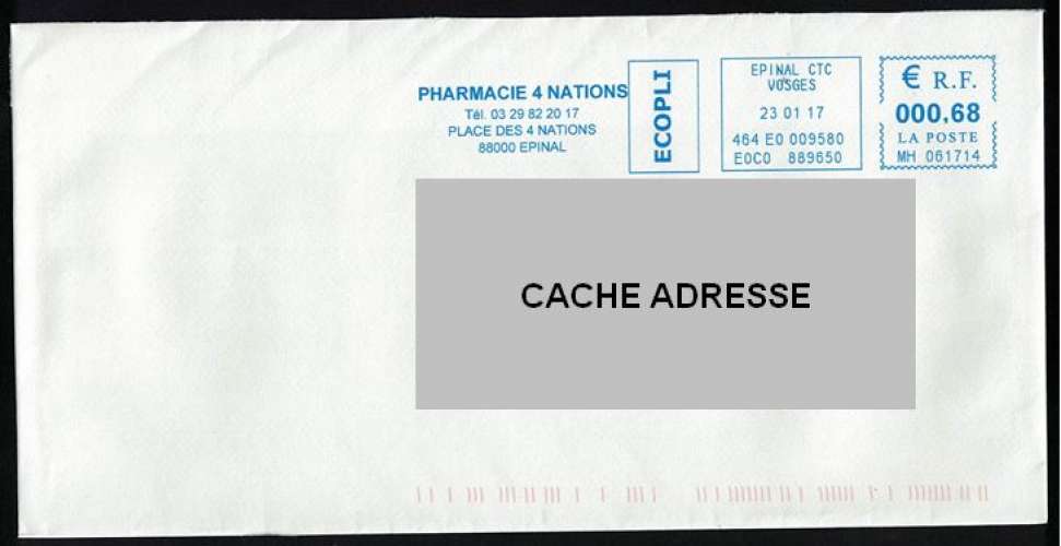 France EMA Empreinte Postmark Pharmacie des 4 Nations 88 Epinal