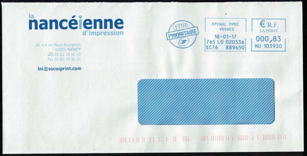 France EMA Empreinte Postmark La Nancéienne d'Impression 54000 Nancy