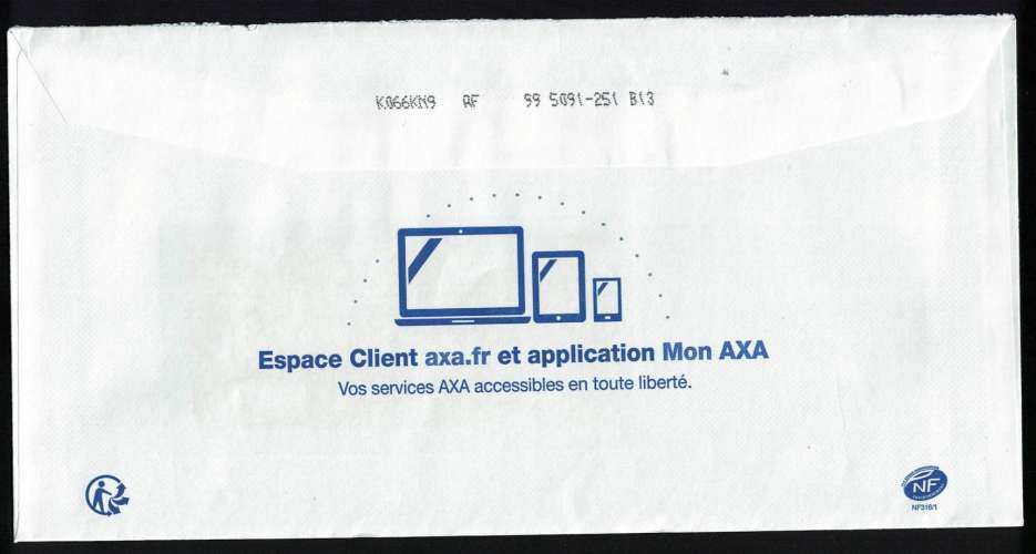 France Enveloppe Axa Banque 41 Blois