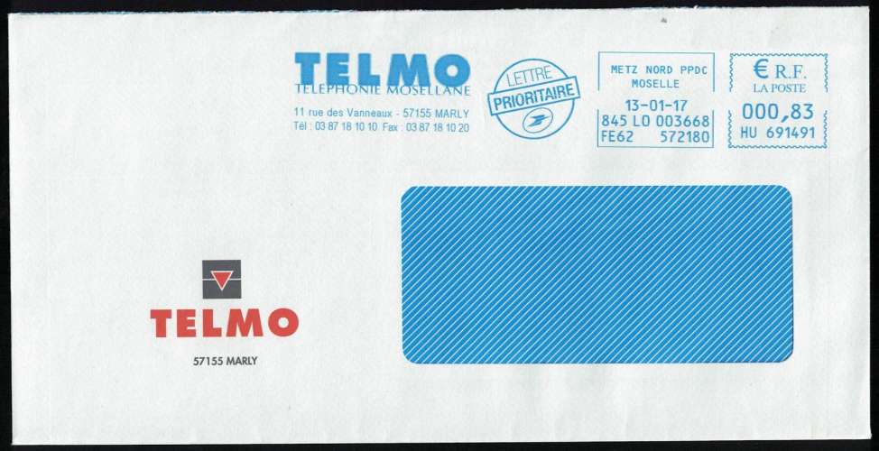 France EMA Empreinte Postmark TELMO Téléphonie Mosellane 57155 MARLY