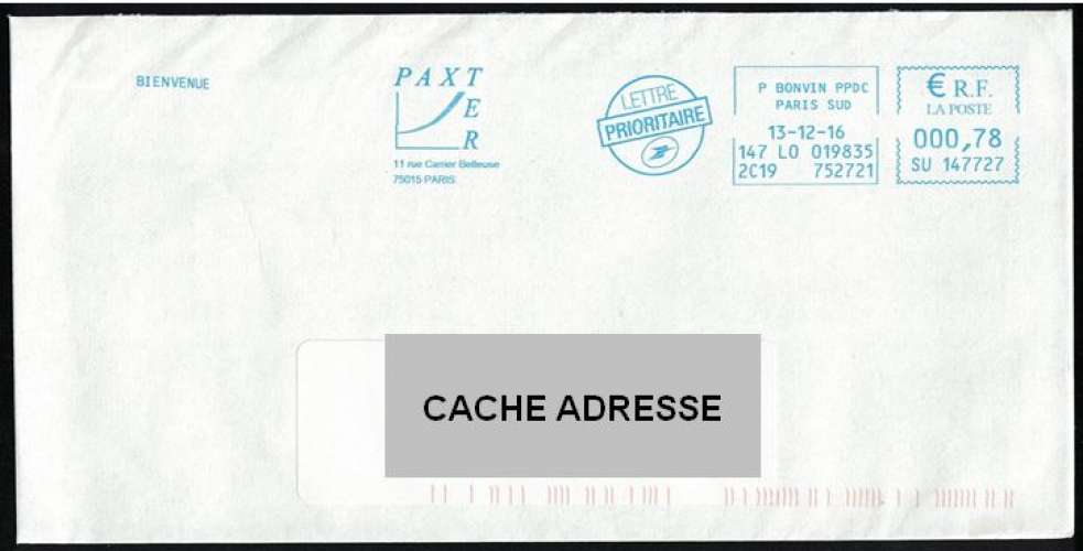 France EMA Empreinte Postmark PAXTER 75015 PARIS