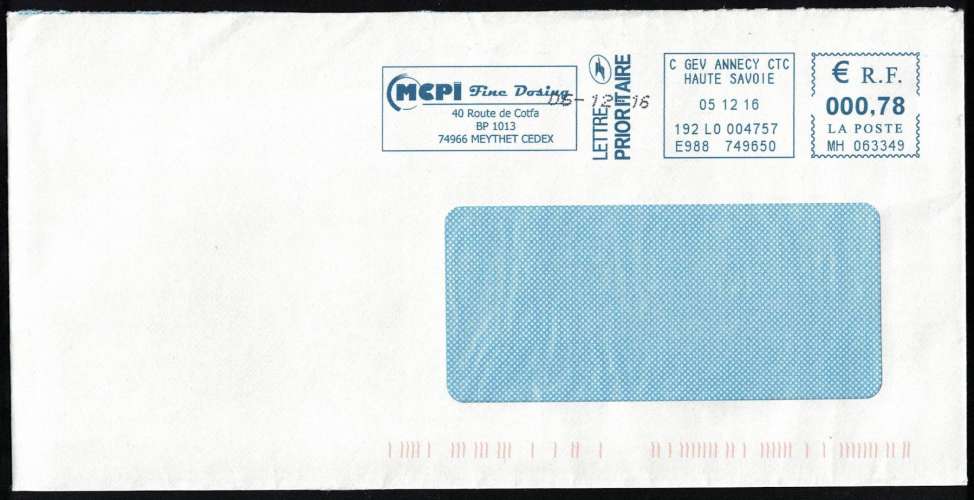 France EMA Empreinte Postmark MCPI Fine Dosing 74 Meythet