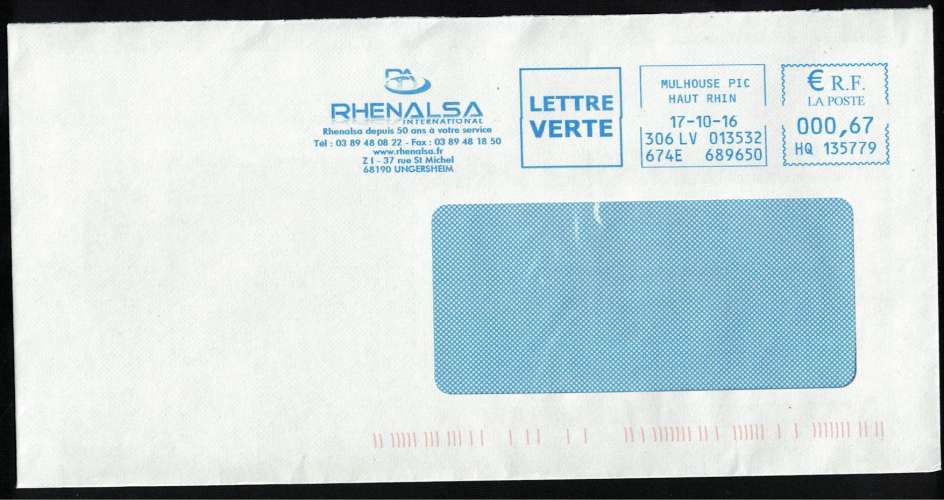 France EMA Empreinte Postmark RHENALSA Outils Coupants 68190 Ungersheim