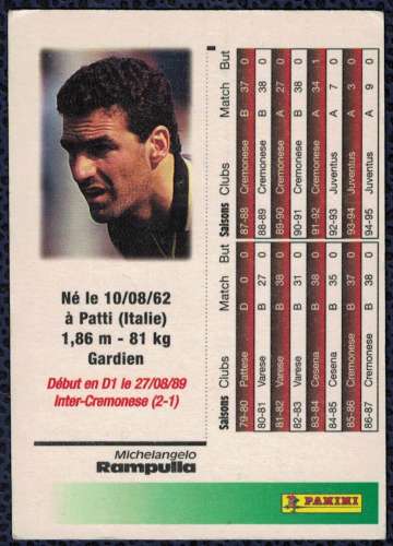 Panini Football Michelangelo Rampulla 1996 Carte N° 154 Italie