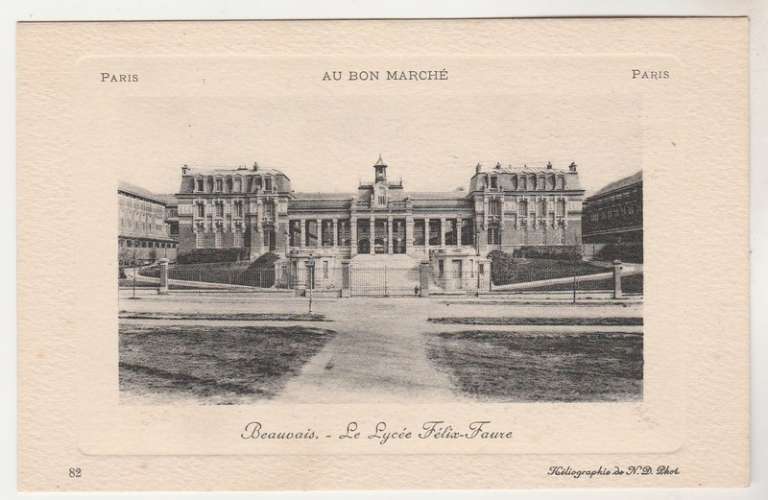 cpa  60 pub Bon marché Beauvais le Lycée Félix Faure