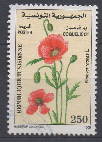 TUNISIE 1999 - y & t : 1367 - Fleur : coquelicot