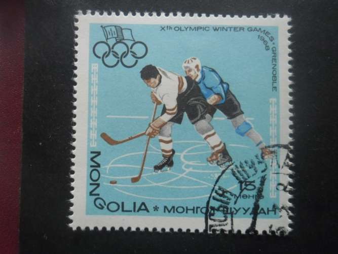 MONGOLIE N°419 jeux olympiques de Grenoble 1968 oblitéré