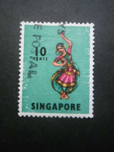 SINGAPOUR N°84a danse dentelé 13 oblitéré cote 3€