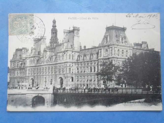 75-PARIS l'hotel de ville , circulée en 1906