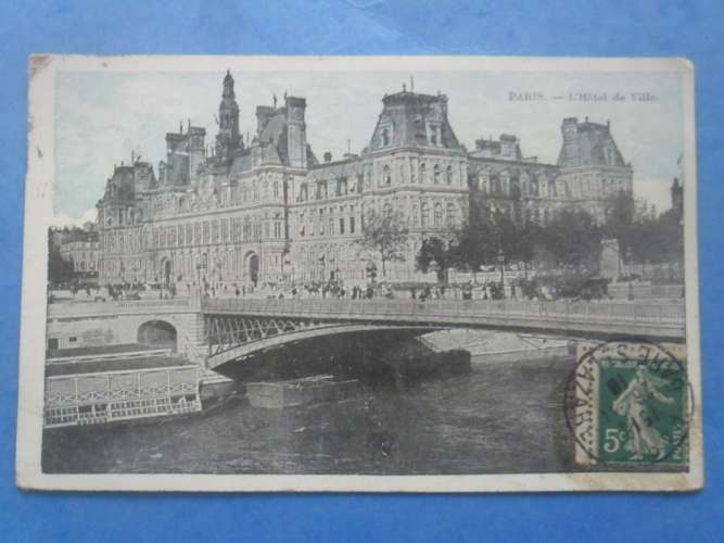 75-PARIS l'hotel de ville , circulée en 1918