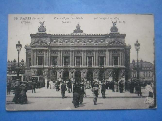 75-PARIS l'Opéra , circulée en 1918 , dos vert