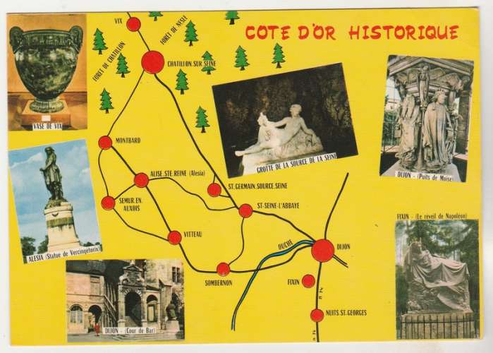 cpm 21  Côte d'Or historique  carte géographique 