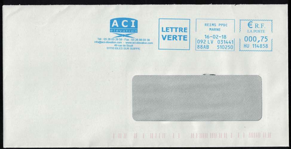 France EMA Empreinte Postmark ACI élévation 51110 Isles sur Suippe