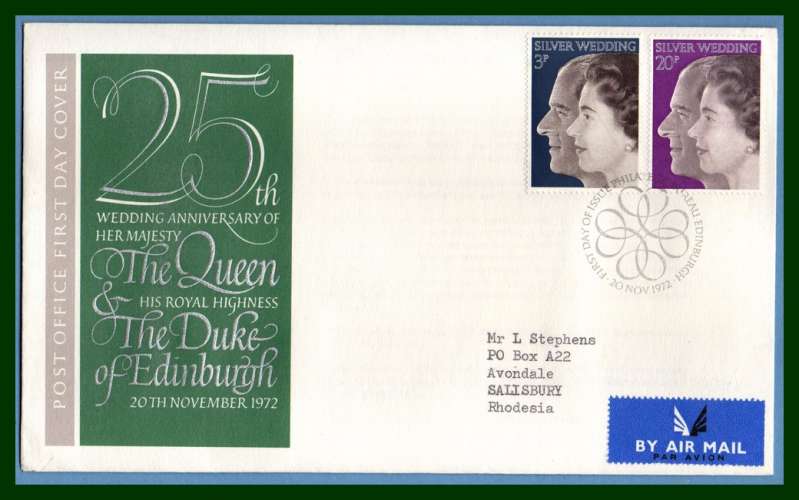 GB FDC N° 672 + 673 Silver Wedding 1972