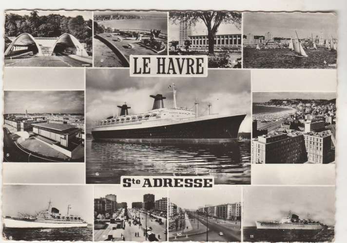 cpsm  76  Le Havre Multivues avec Paquebot France 