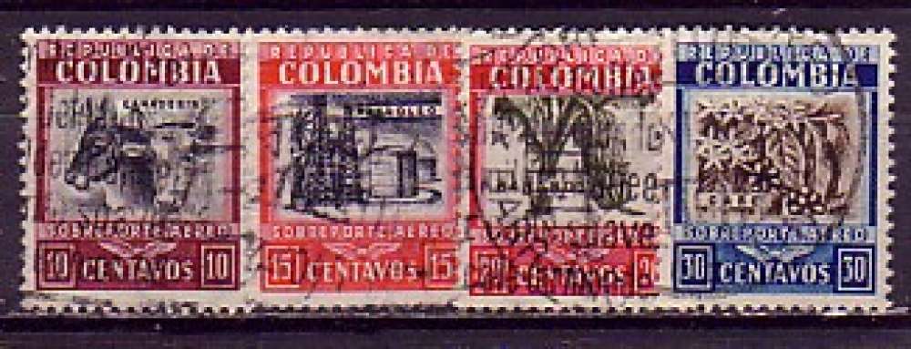 Colombie 1932  PA 4 timbres  oblitérés