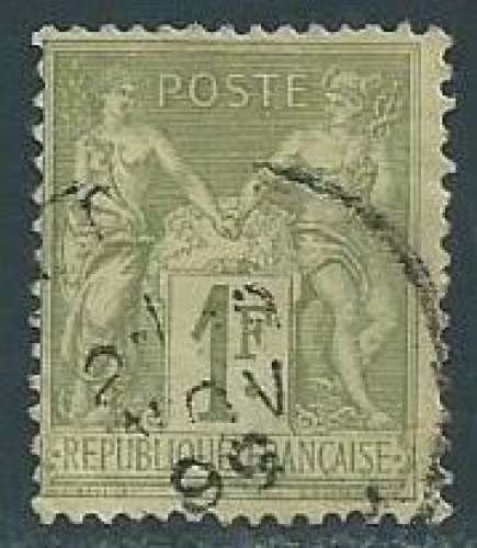 FRANCE 1883  Y&T 82 oblitéré - Type Sage N sous U - 1 fr olive clair