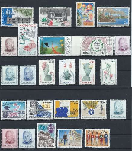 Monaco Lot 25 timbres Neuf** (MNH) 1985/97