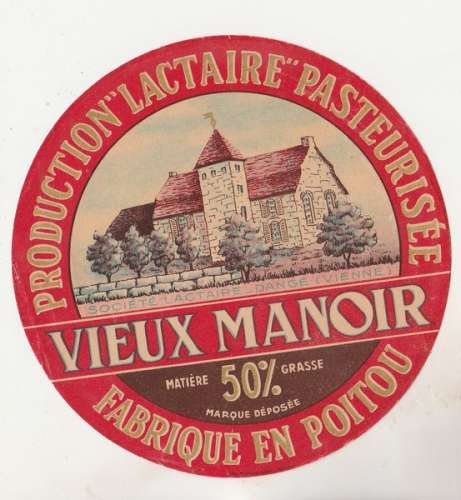 ancienne Etiquette de Fromage  Vieux Manoir  Poitou