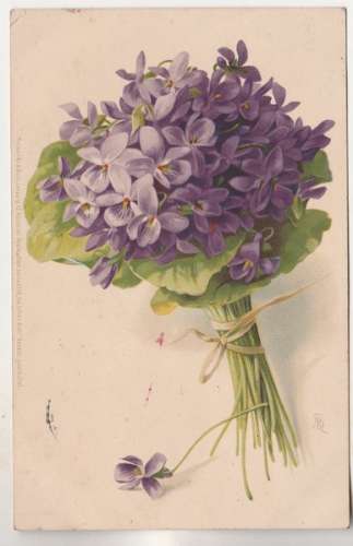 cpa Fantaisie un bouquet de violettes 