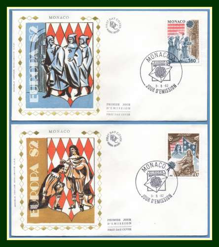 Monaco FDC soie N° 1322 1323 Europa 1982