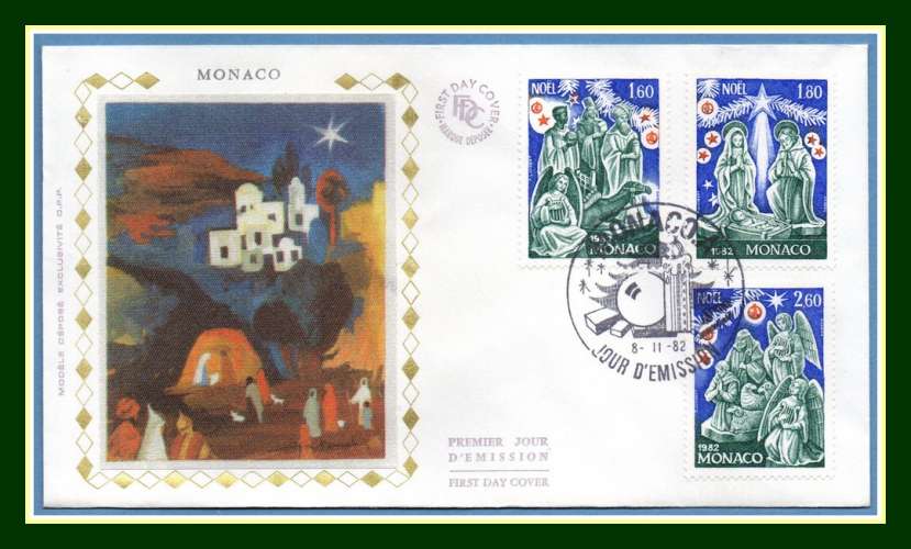 Monaco FDC soie N° Noël 1982