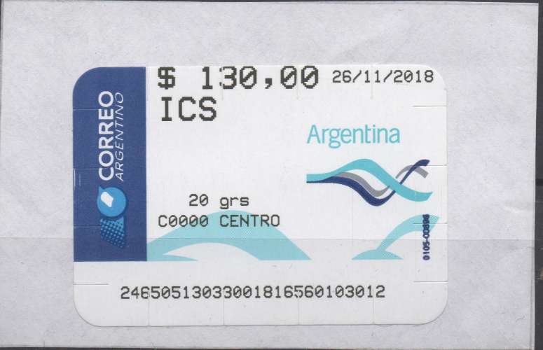 Argentine 2018 - VIGNETTE D'AFFRANCHISSEMENT