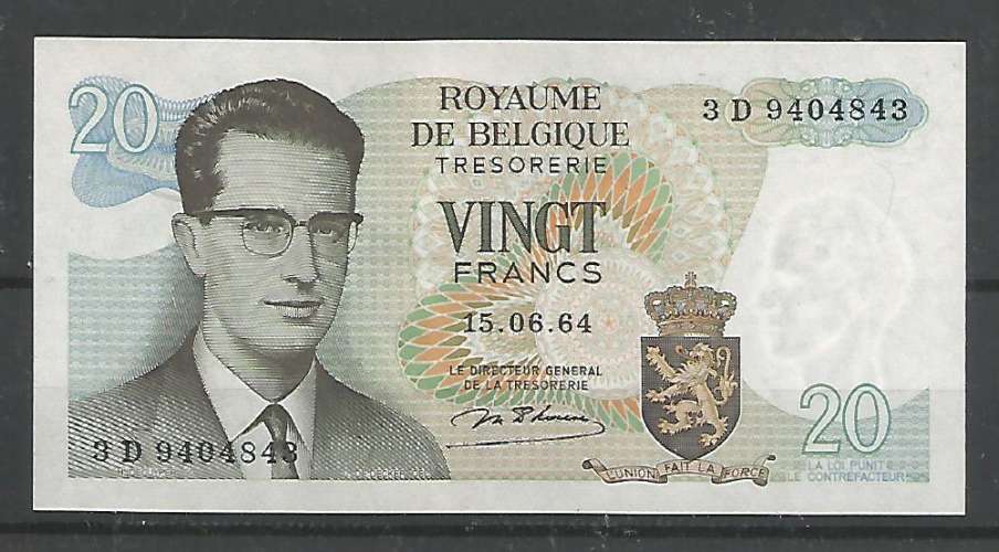 Belgique - 1964 - Billet 20 Francs - D'Haese - Neuf *** - Aucun Pli