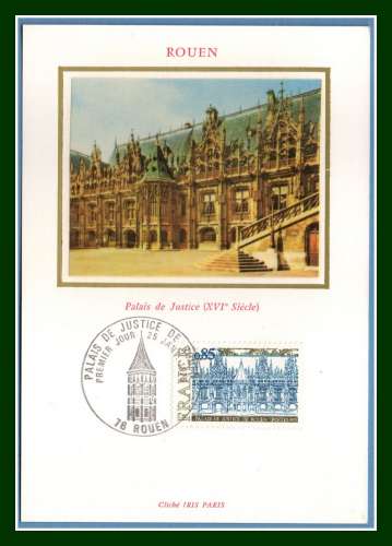 Carte Maximum soie N° 1806 Palais de Justice Rouen 1975 